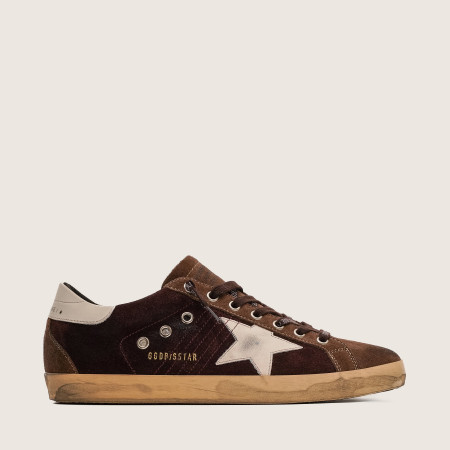 Golden Goose Super Star / Замша винная / синие шнурки муж