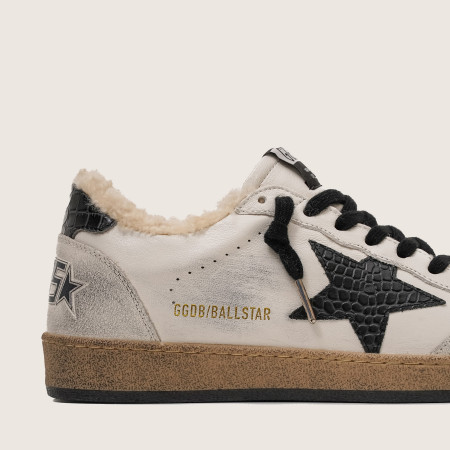 Зимние Golden Goose Ball Star / Белые / питон зв муж