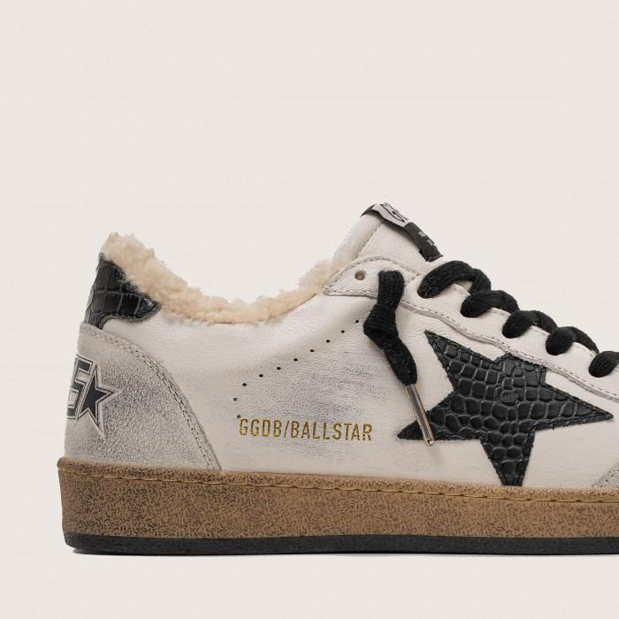 Зимние Golden Goose Ball Star / Белые / питон зв муж