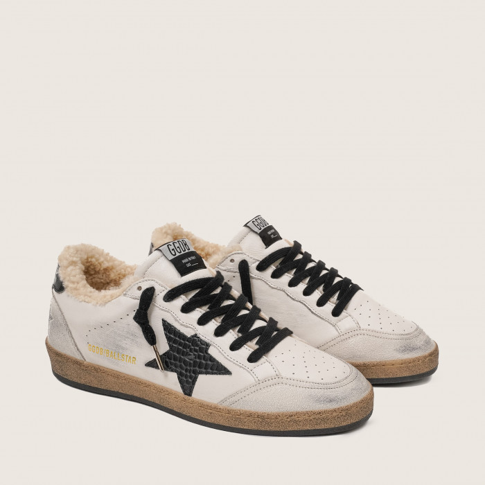 Зимние Golden Goose Ball Star / Белые / питон зв муж