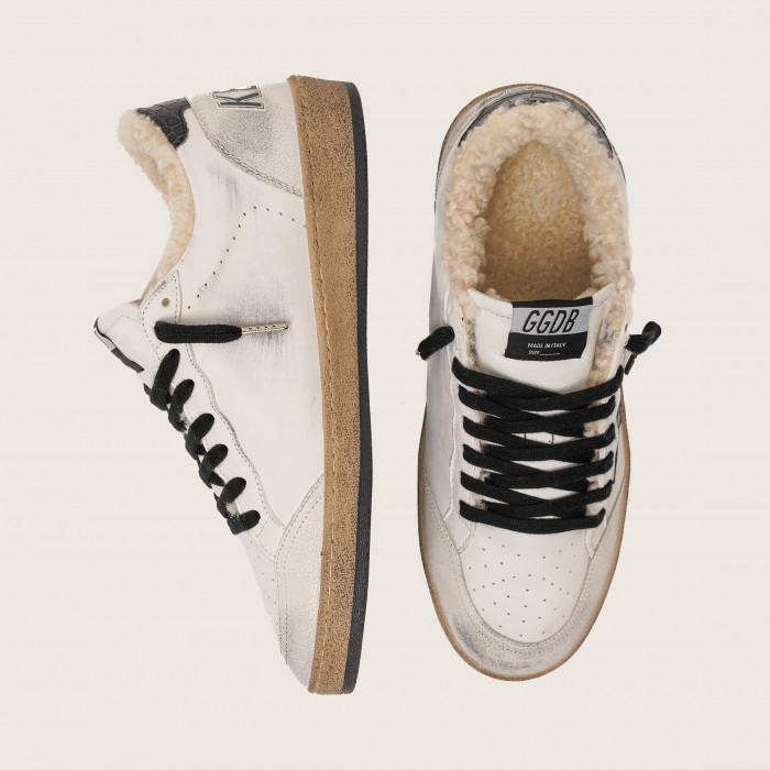 Зимние Golden Goose Ball Star / Белые / питон зв муж