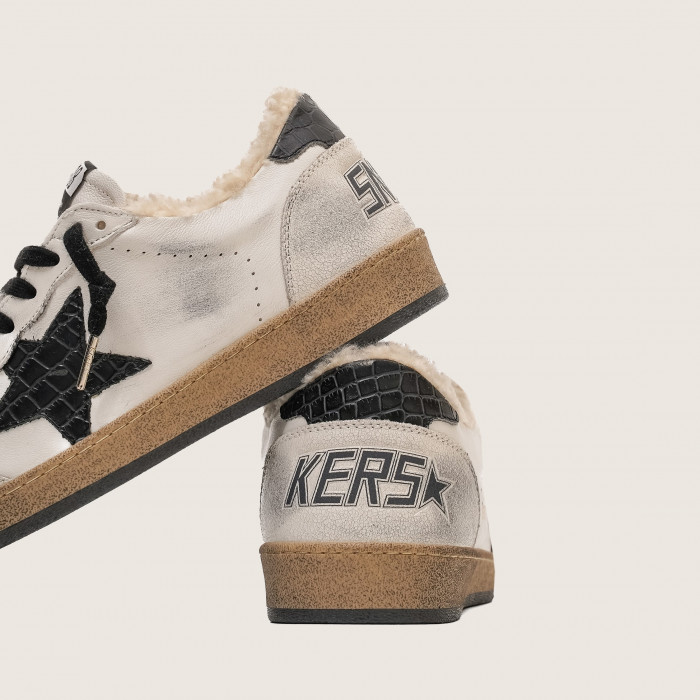 Зимние Golden Goose Ball Star / Белые / питон зв муж